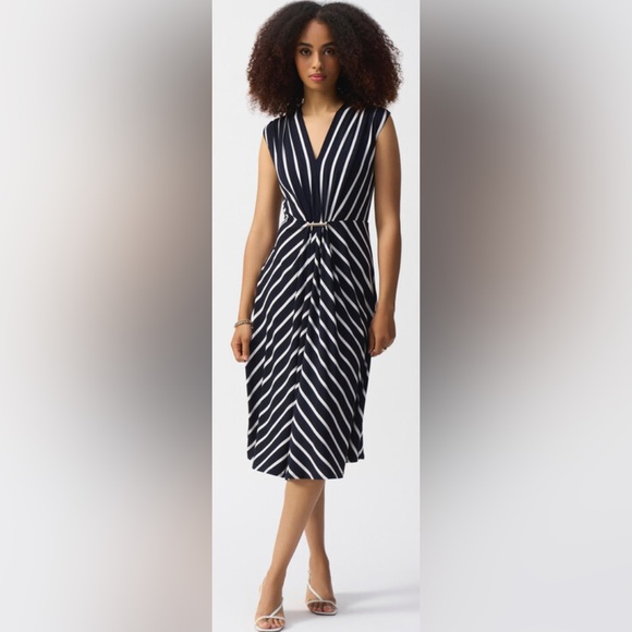 Joseph Ribkoff Dresses & Skirts - NEW 🇨🇦 Joseph Ribkoff Navy and White Striped Midi Dress